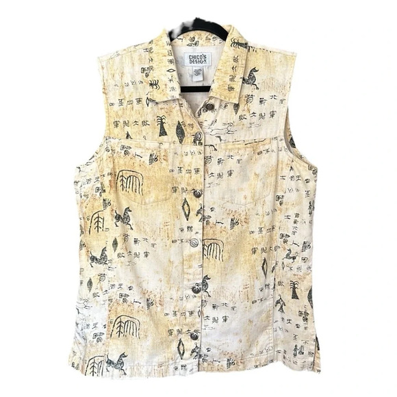 CHICO’S DESIGN Linen Top Blend Western Vibes Sleeveless, Size Medium - Picture 14 of 15
